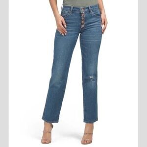 Lucky Brand Mid Rise Straight Cigarette Jeans w Exposed Button Fly. Size 8